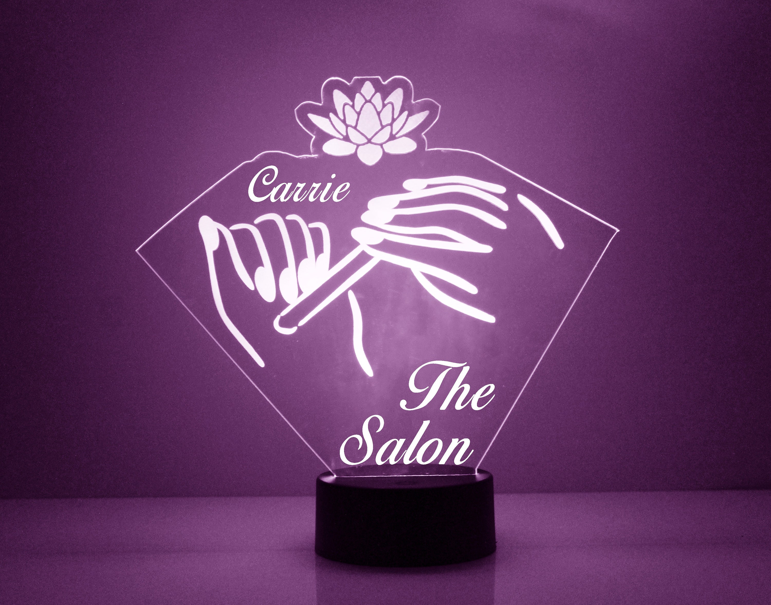Nail Table Sign Light up Acrylic Nail Salon Sign, Custom Engraved Table Light ...