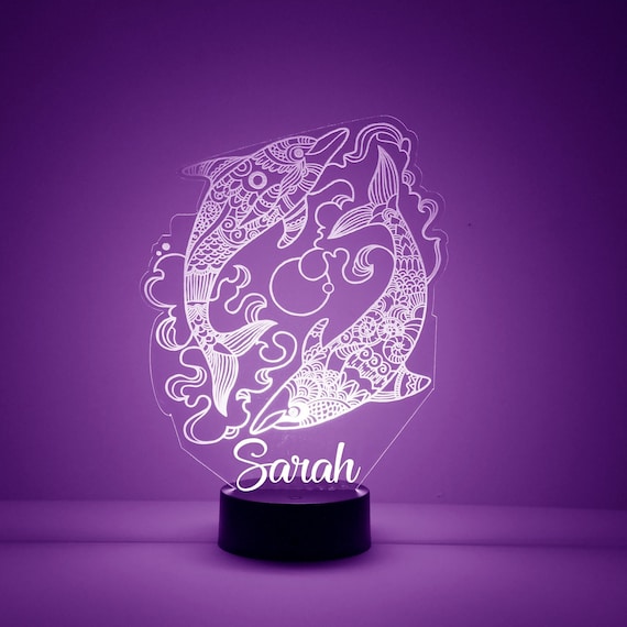 Light up Tribal Art Dolphins, Custom Engraved Night Light