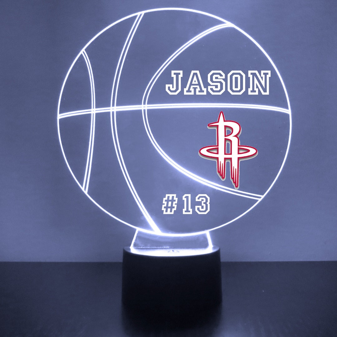 Led Houston Rockets Logo Houston Rockets, LED Basketball Sports Fan Lamp, Custom Made Night ...