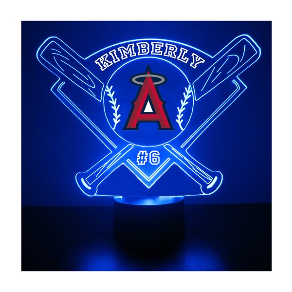 Anaheim Angels LED Baseball Sports Fan Lamp, Light Up, Custom Night Light, Free Personalization, 16 Color Option, Featuring Licensed Decal
