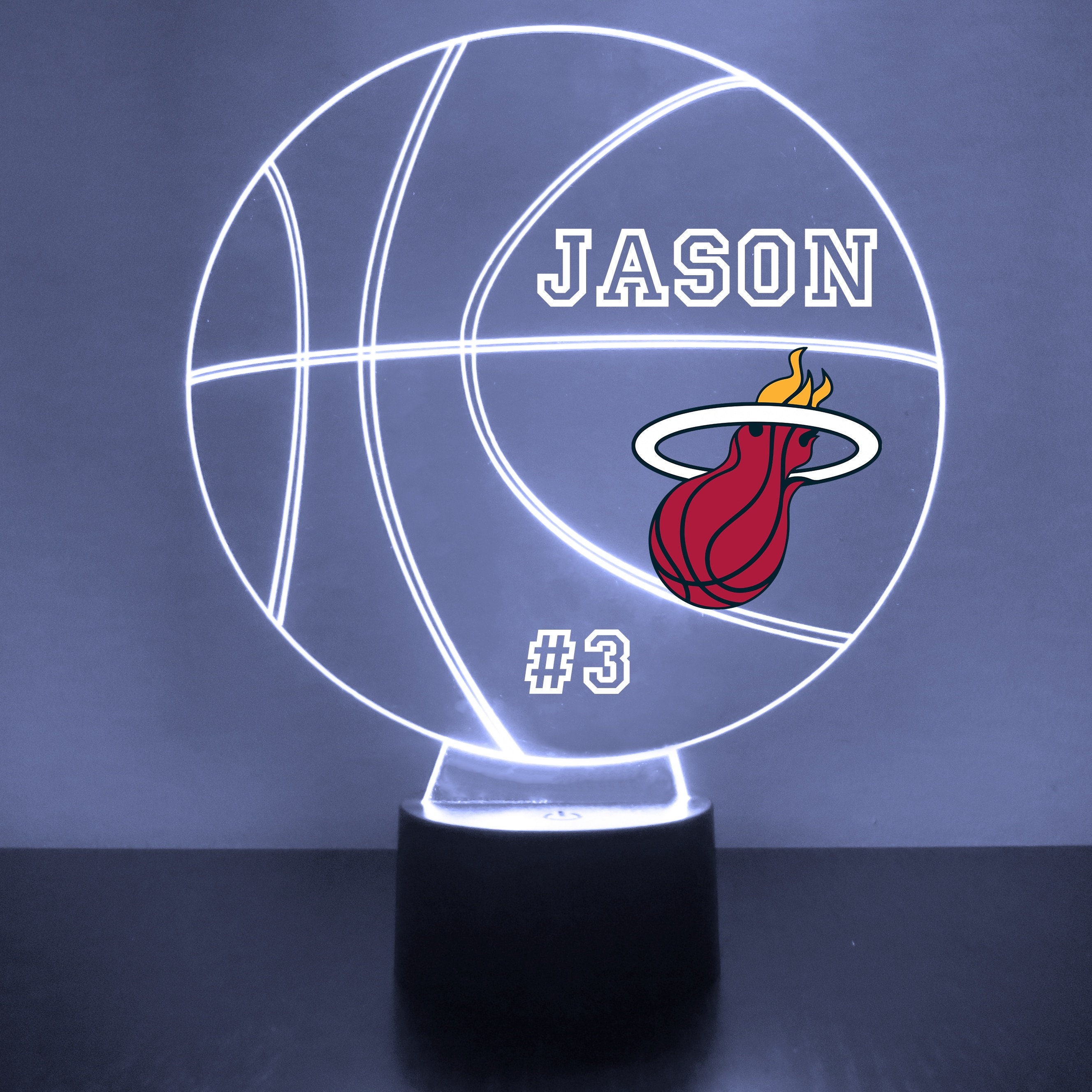 Miami Heat LED Basketball Sports Fan Lamp Custom Made Night