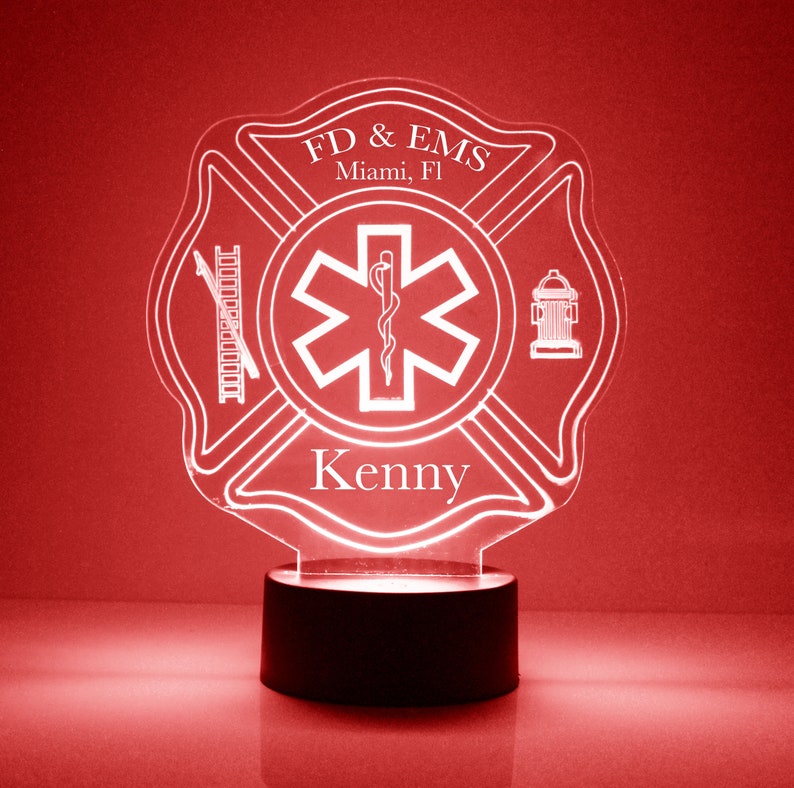 Light up EMT / EMS FD Design Custom Engraved Night Light Etsy