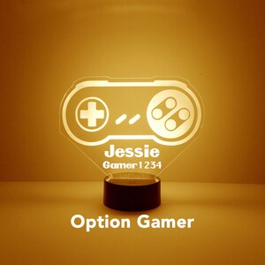 Game Controller Personalized LED Night Light Lamp w/ Remote, 3D Light Custom Engraved With Your Name & Gamer Tag,Lights up 16 Colors,4 Modes