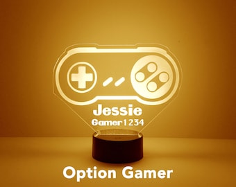 Game Controller Personalisierte LED Nachtlicht Lampe mit Fernbedienung, 3D Licht individuell graviert mit Ihrem Namen & Gamer Tag, Leuchtet 16 Farben, 4 Modi