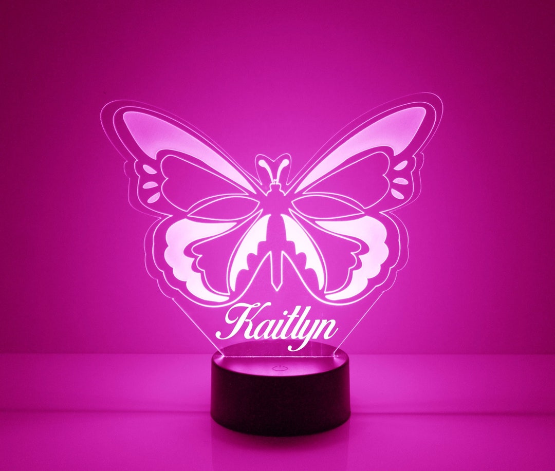 Light up Butterfly, Custom Engraved Night Light, Personalized Free, 16