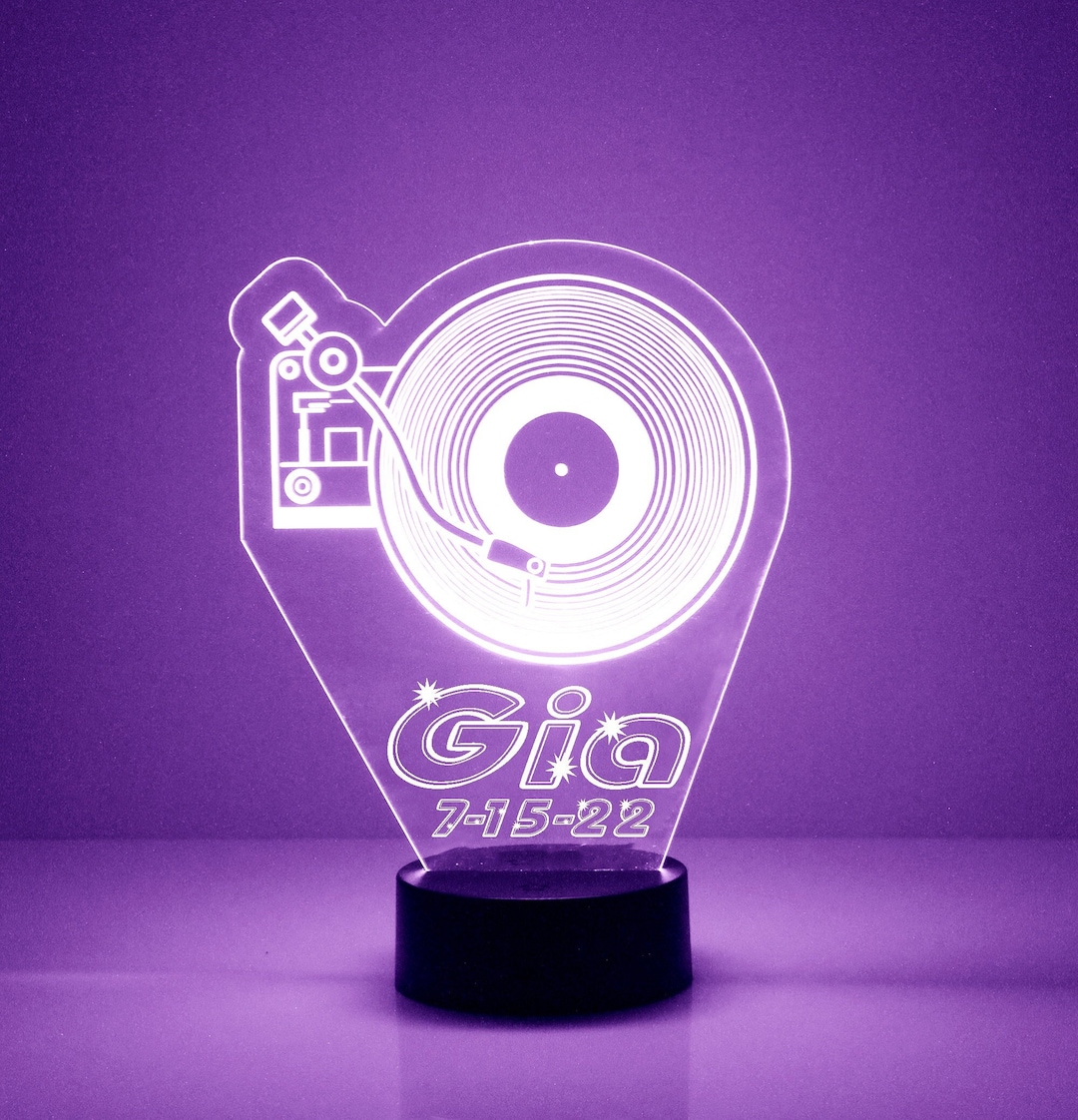 Acrylic Light up DJ Record, Custom Engraved Night Light, Personalized ...