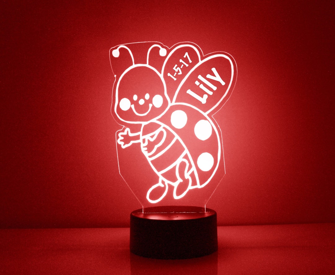 Light up Ladybug, Custom Engraved Night Light, Personalized Free, 16