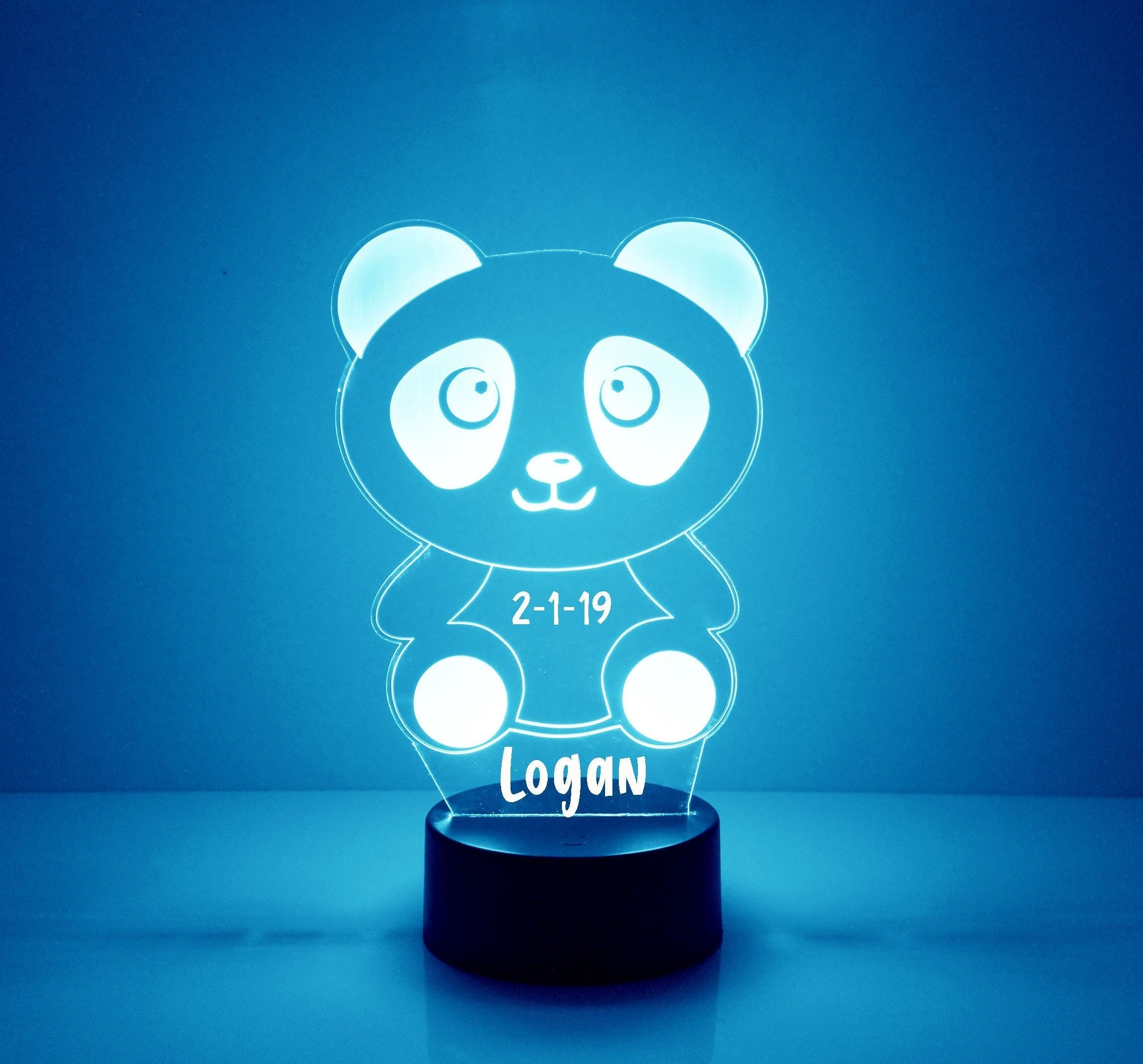 Panda, Custom Engraved Night Light, Personalized Free, 16 Color