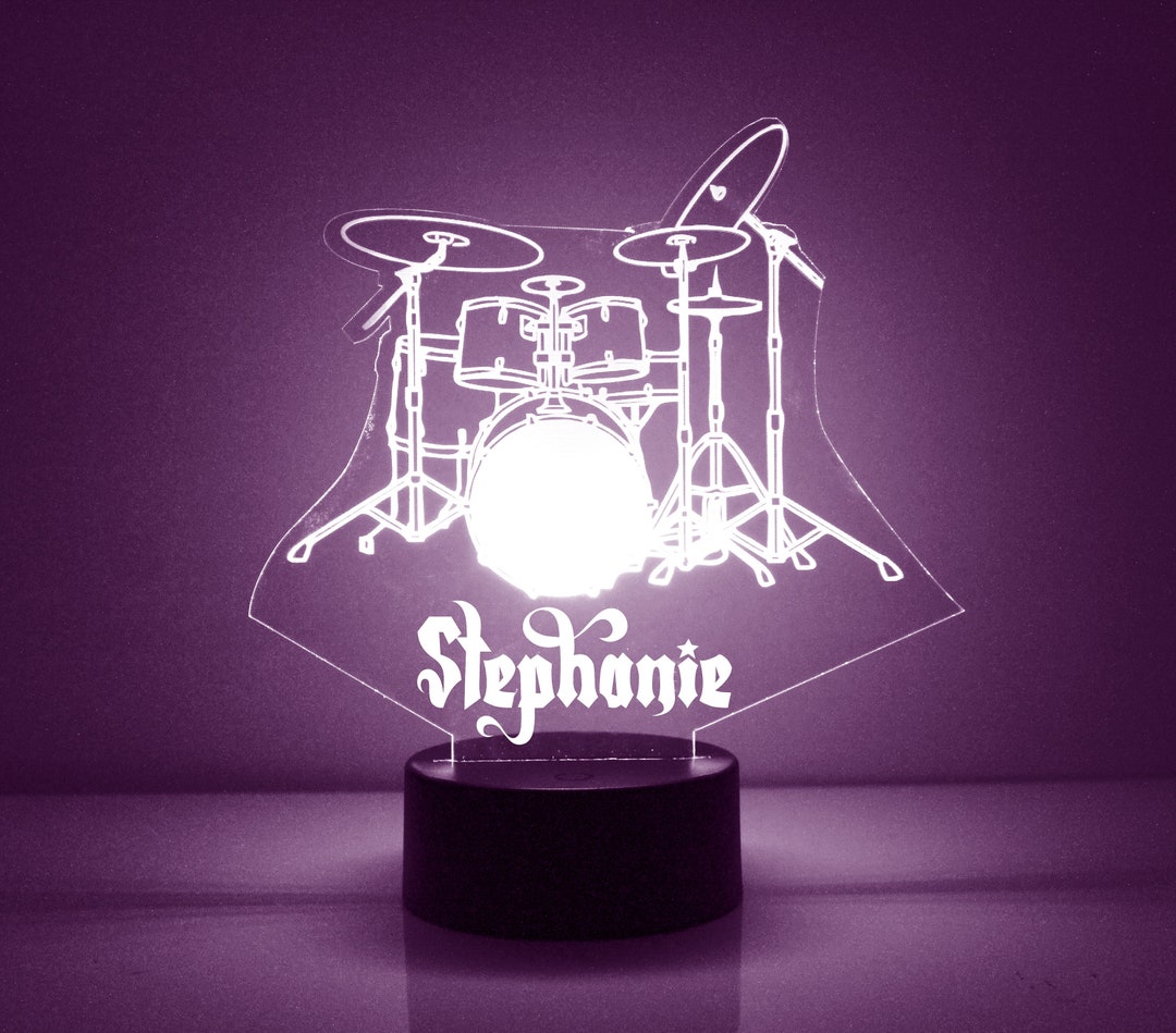 Acrylic Light up Drums, Custom Engraved Night Light, Personalized Free