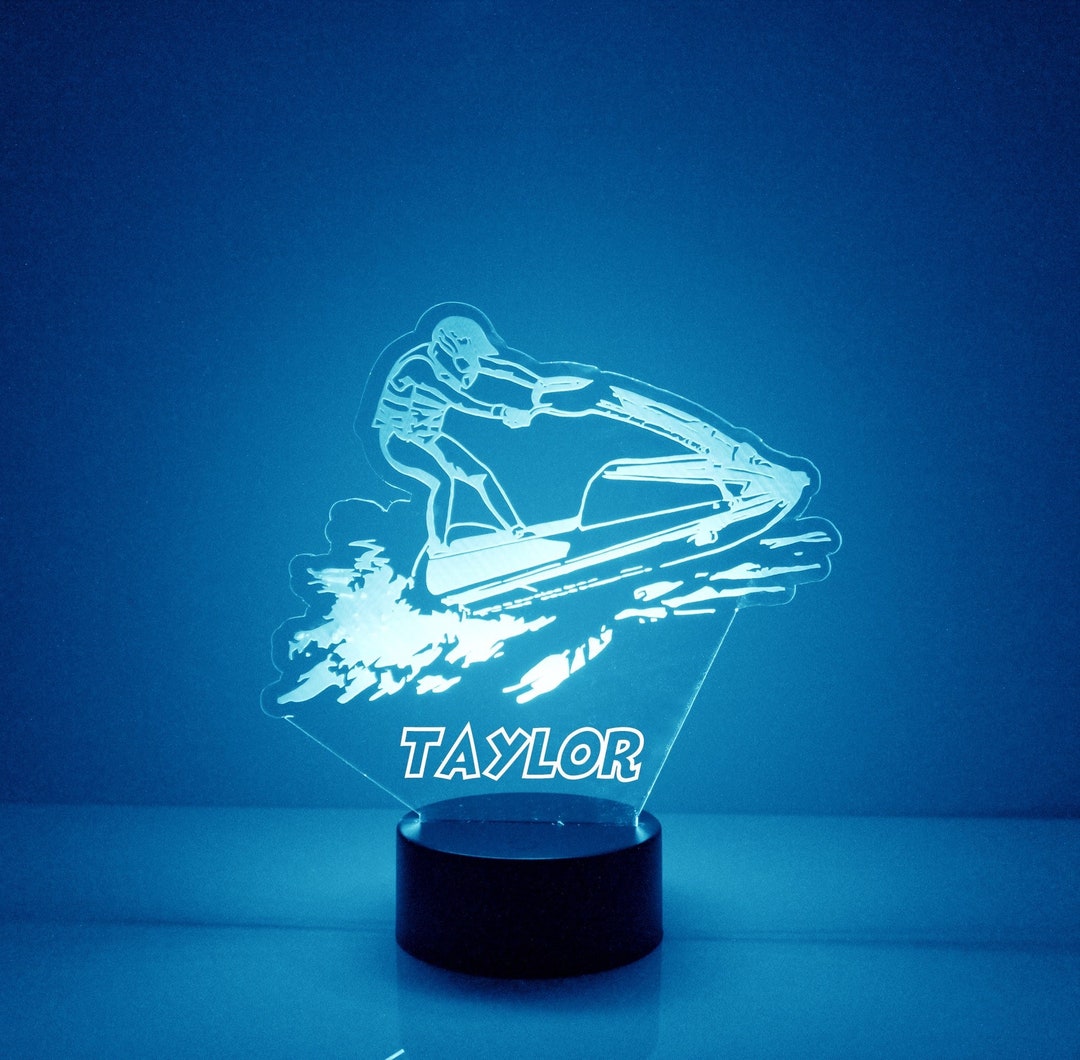 Jet Ski Light Up, Custom Engraved Night Light, Personalized Free, 16