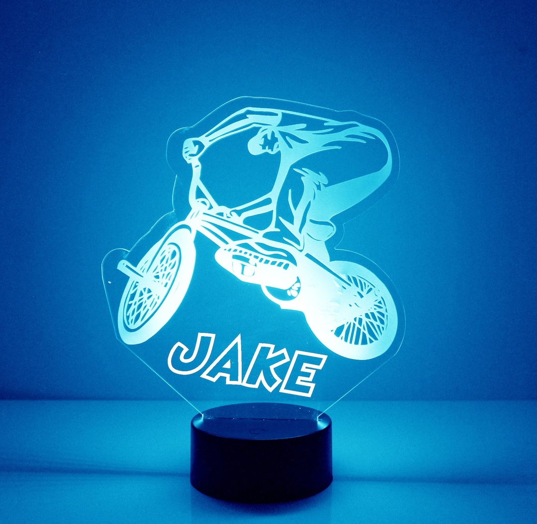 Light up Bike, Custom Engraved Night Light, Personalized Free, 16 Color