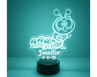 Light Up Caterpillar, Luce notturna incisa personalizzata, Personalizzato gratuito, 16 opzioni di colore con telecomando, Lampada da scrivania Caterpillar