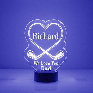 Golf Theme Desk Lamp, Custom Engraved Night Light, Personalized Free, 16 Color Options,w/Remote Control, Best Fathers Day Gift, Golfers Gift
