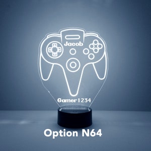 Game Controller Personalized LED Night Light Lamp w/ Remote, 3D Light Custom Engraved With Your Name & Gamer Tag,Lights up 16 Colors,4 Modes