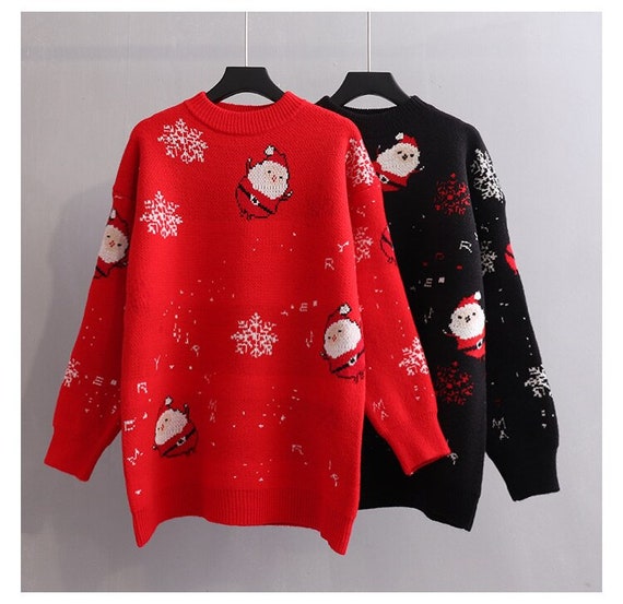 Christmas Santa Claus Long Knit Sweater Jumper Pullover | Etsy