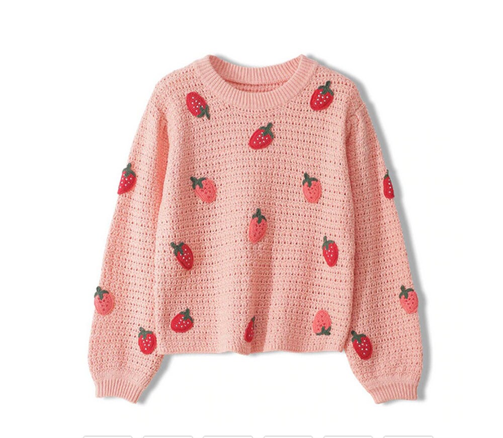 Crochet Strawberry Sweater Jumper Pullover | Etsy