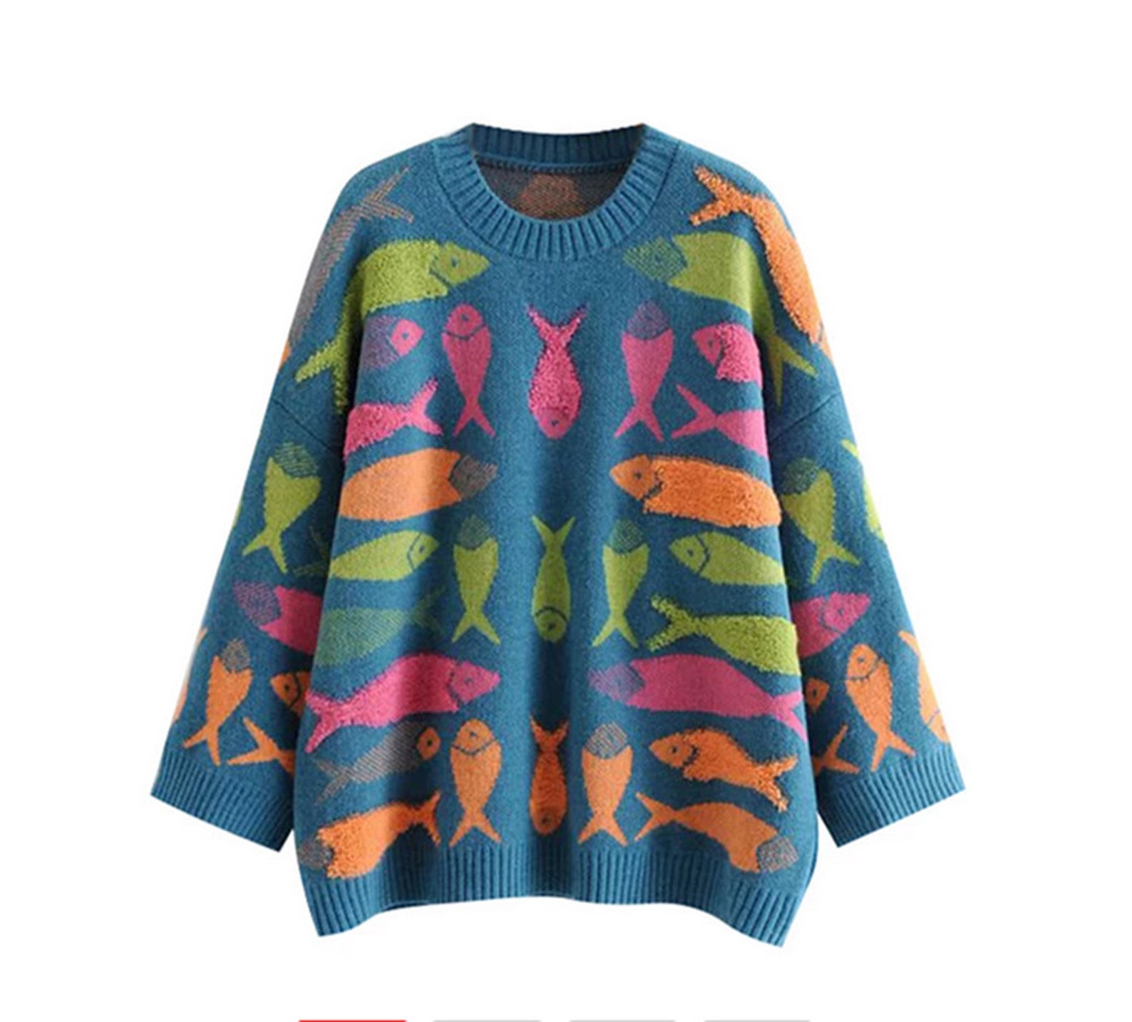 Fish Knit Sweater Jumper Pullover Etsy