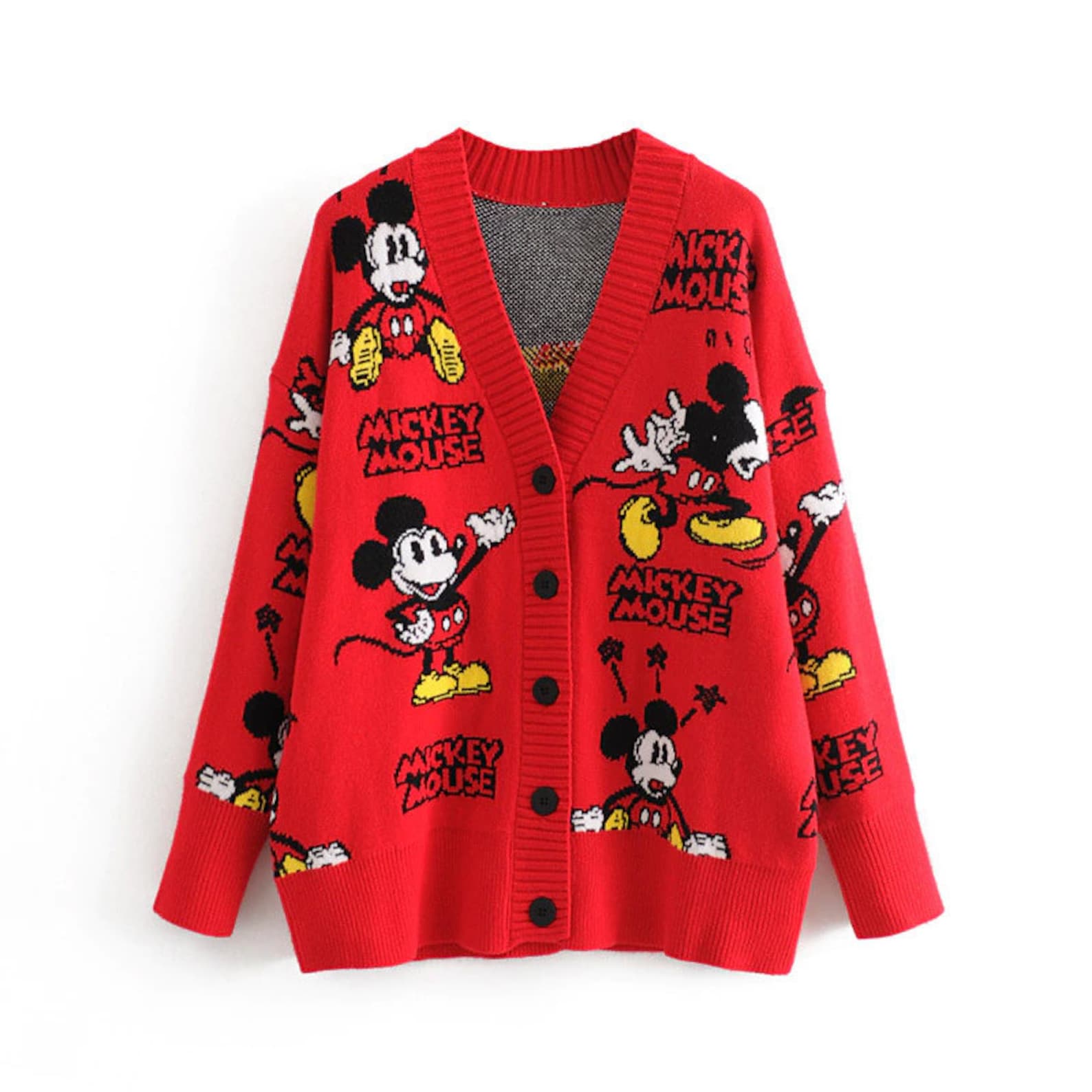 Mickey Mouse Loose Knit Sweater Cardigan | Etsy