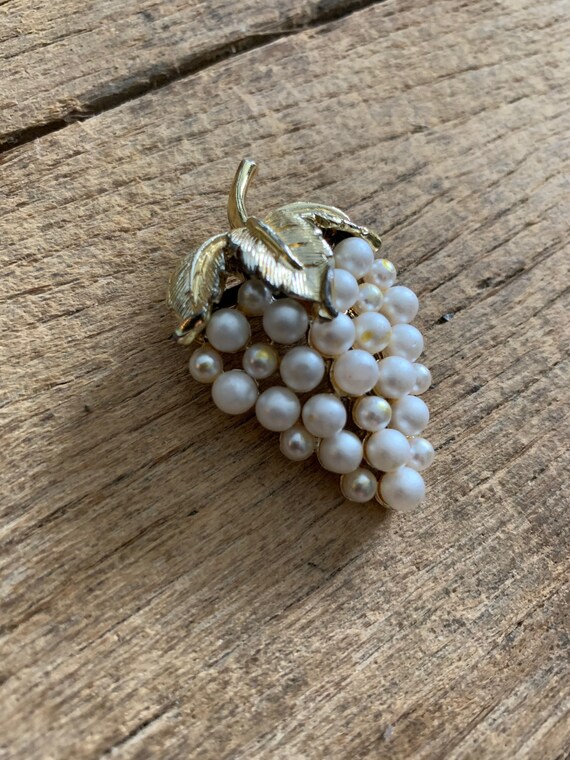 Antique brass pearl pin - image 1