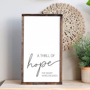 A Thrill of Hope Sign, Christmas Nativity Sign, Christmas Signs, O Holy Night Sign, Christmas Wall Decor, Vertical Wall Art, Wood Signs