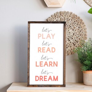 Let&#39;s Play Sign, Playroom Signs, Boho Playroom Decor, Playroom Wall Decor, Nursery Wall Art, Kids Room Wall Decor