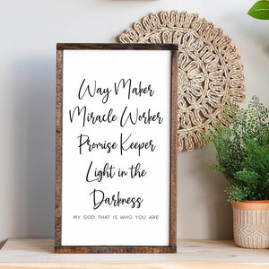 Waymaker Sign, Wood Signs, Inspirational Wall Decor, Way Maker Miracle Worker Sign, Christian Gifts, Bible Verse Wall Art,Worship Lyric Sign