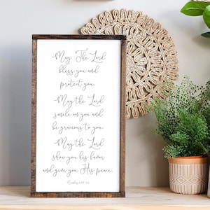 Scripture Sign, May The Lord Bless You And Keep You, Numbers 6:24-26, Wood Signs, Bible Verse Wall Art, Farmhouse Wall Decor