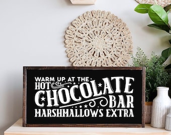Hot Chocolate Bar Wooden Sign: Winter Kitchen Decor