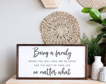 Family Sign, Being A Family Means Sign, Living Room Wall Decor, Wood Signs, Sign For Living Room, Family Room Wall Art