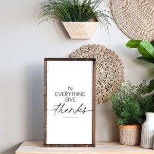 Dining Room Wall Decor, In Everything Give Thanks, Dining Room Signs, Give Thanks Sign, 1 Thessalonians 5:18, Farmhouse Decor, Kitchen Signs
