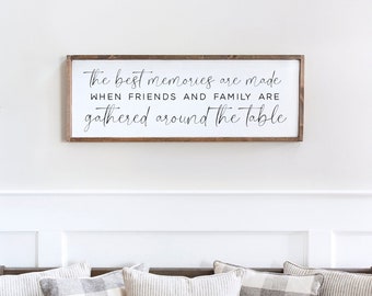 Dining Room Wall Decor, The Best Memories Are Made Gathered Around The Table, Kitchen Sign, Modern Farmhouse Kitchen Sign, Wooden Signs