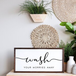 bathroom signs, bathroom wall decor, wash your worries away sign, bath sign, home decor, bathroom wall art, wood signs for bathroom