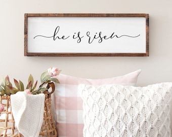 He Is Risen Sign: Religious Easter Wood Decor