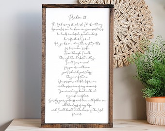 Psalm 23 Wood Scripture Sign: Christian Home Decor