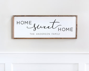 Personalized Home Sweet Home Sign: Farmhouse Family Name Wall Decor