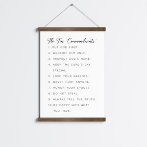 The Ten Commandments for Kids, Kids Room Wall Decor, Commandments For Kids, Scripture Canvas Sign, Christian Wall Art