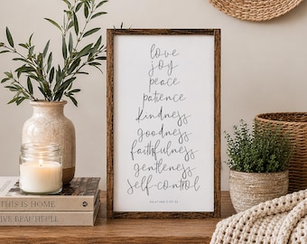 Fruit Of The Spirit Sign, Bible Verse Sign, Galatians 5:22-23, Scripture Sign, Scripture Wall Decor, Wall Art, Wood Signs For Home