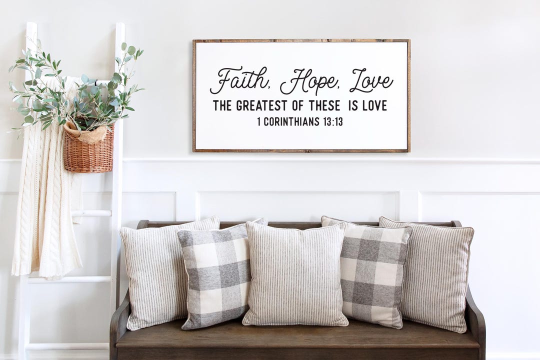 1 Corinthians 13:13 Bible Verse Wall Decor | Faith Hope Love Framed ...