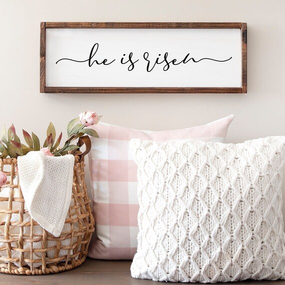 He Is Risen Sign: Religious Easter Wood Decor