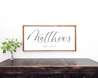 Personalized Last Name Family Sign: Custom Wood Framed Wall Decor