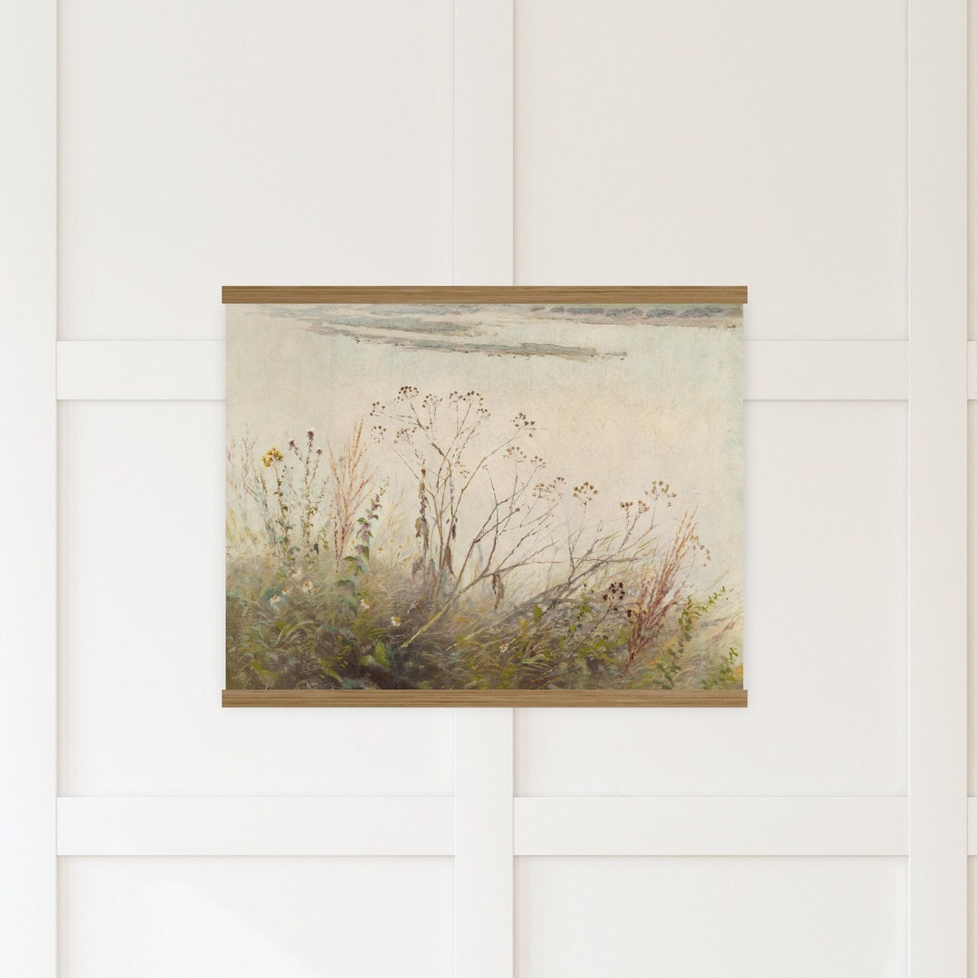 Vintage Wildflower Field Canvas Print: Botanical Landscape Wall Art - Etsy