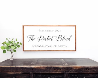 Personalized Blended Family Wood Sign: Custom Names & Established Date