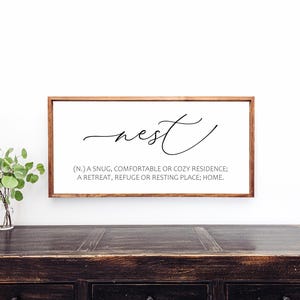 Nest Definition Sign, Farmhouse Wall Decor, Living Room Wall Decor, Farmhouse Signs for Home, Wall Decor Wall Hanging Sign