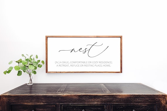 Nest Definition Sign, Farmhouse Wall Decor, Living Room Wall Decor, Farmhouse Signs for Home, Wall Decor Wall Hanging Sign