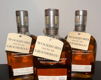Groomsman Proposal Tags, Whiskey Bottle Hang Tags