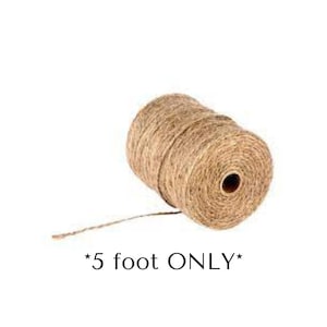 May include: A roll of natural twine, 5 feet long. The twine is made of natural fibers and is perfect for crafting, wrapping, and decorating.