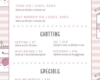 Only fans tip menu template