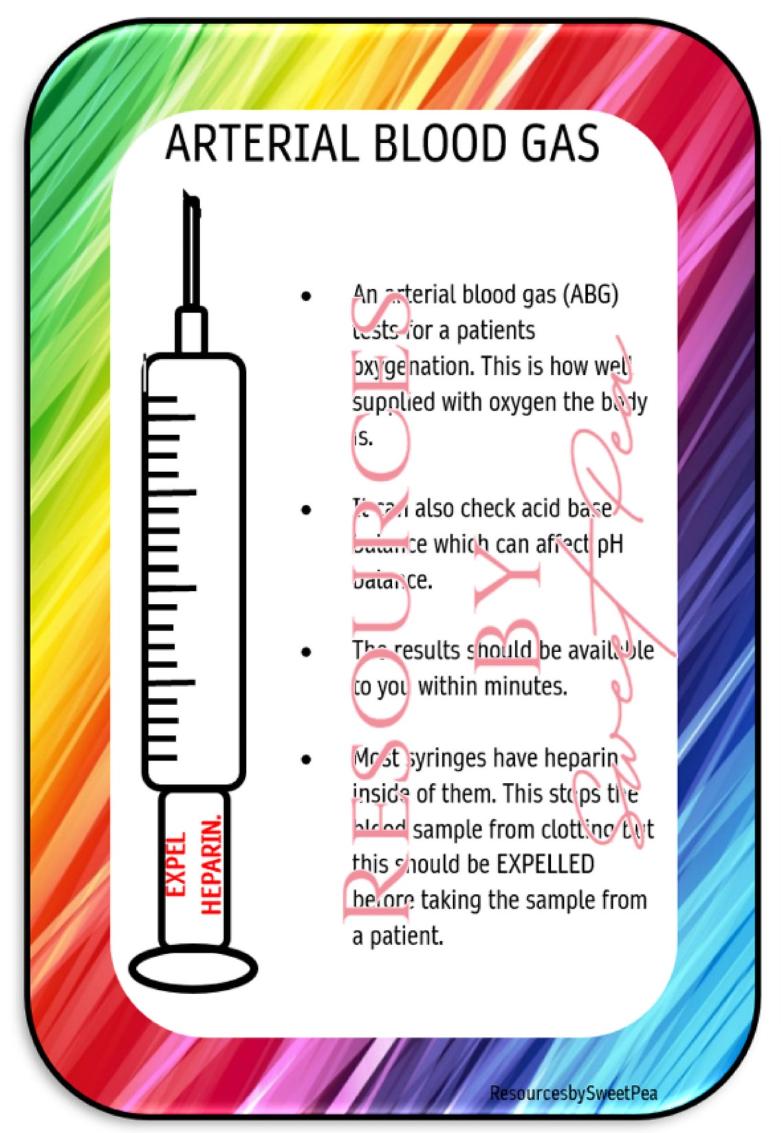 Order of Draw Blood Cultures and Arterial Blood Gas 25 Etsy