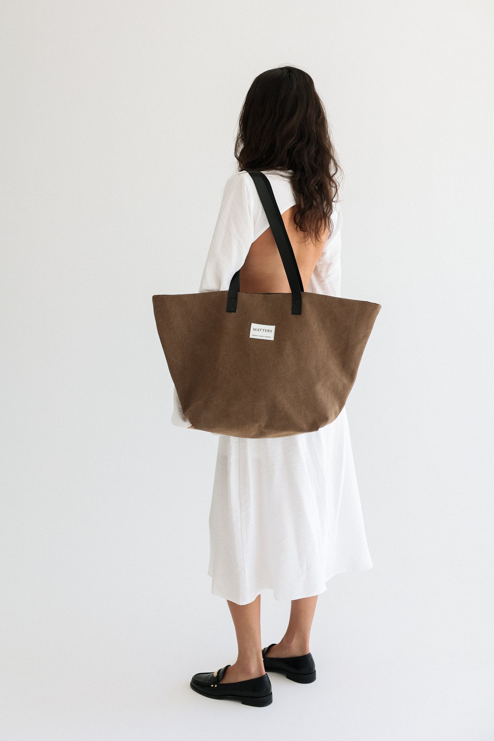 Oversized Canvas Tote Bag With Fauxleather Handle Sage Green Etsy