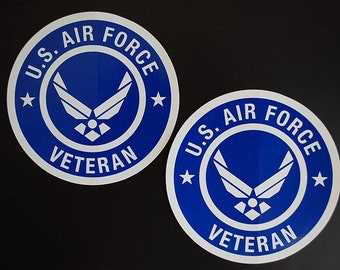 U.S. Air Force Veteran Sticker (2 Pack) Vinyl Decals 4" Diameter USAF Military Vet (X2PS90)